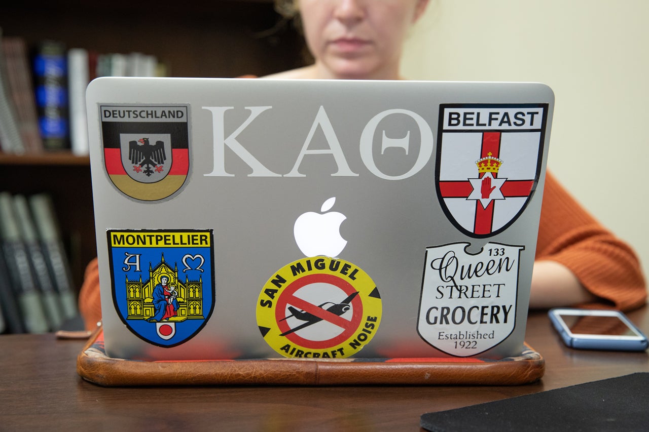 the laptop stickers college essay