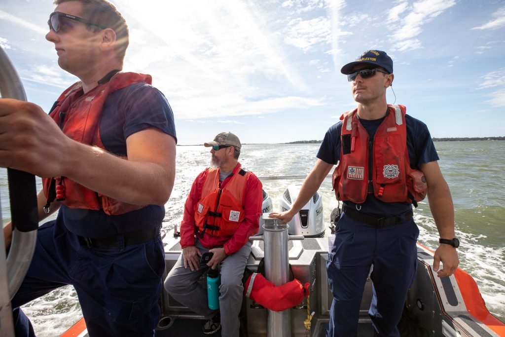 College of Charleston students participated in kayak rescue drills with the US Coast Guard
