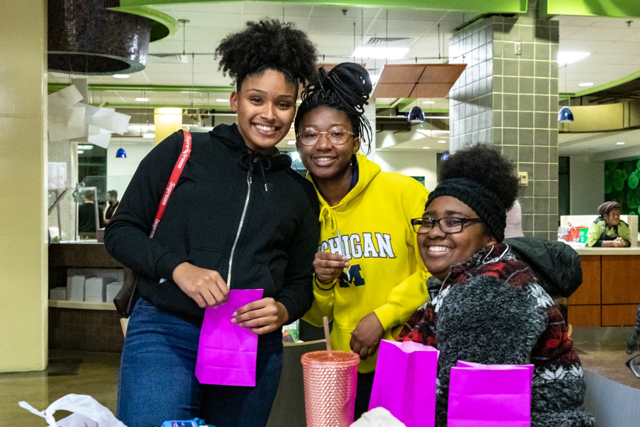 Students take a break from studying to eat a midnight breakfast and let off some steam at Liberty Fresh Foods Company on Tuesday night December 3, 2019.
