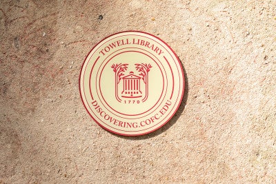 A medallion marks Towell library