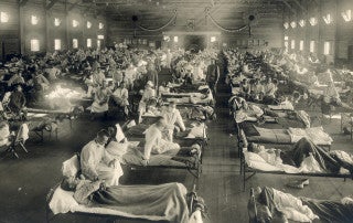 1918 image of an emergency hospital at Camp Funston