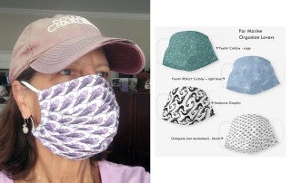 geology professor leslie sautter wears a marine-inspired face mask
