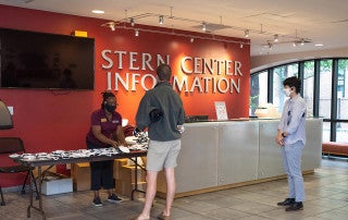 cofc staff picking up masks at the stern student center