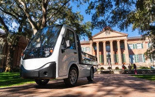 The College of Charleston receives a Club Car electric vehicle as part of a zero emissions sustainability partnership program.
