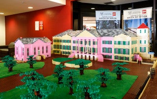 The lego model of Cistern Yard moved to the lobby of the Stern Student Center.
