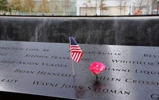 names on the 9/11 memorial in New York City