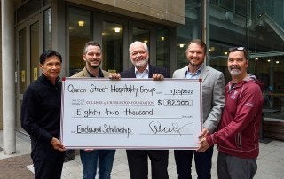 82 Queen endowed scholarship for School of Business check presentation