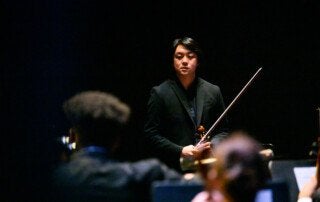 College of Charleston Orchestra Spring concert headlining renowned Grammy Award-winning violinist Augustin Hadelich in a performance of Tchaikovsky's Violin Concerto, op 35. Conducted by Yuri Bekker and presented by the Department of Music at the Sottile Theatre.