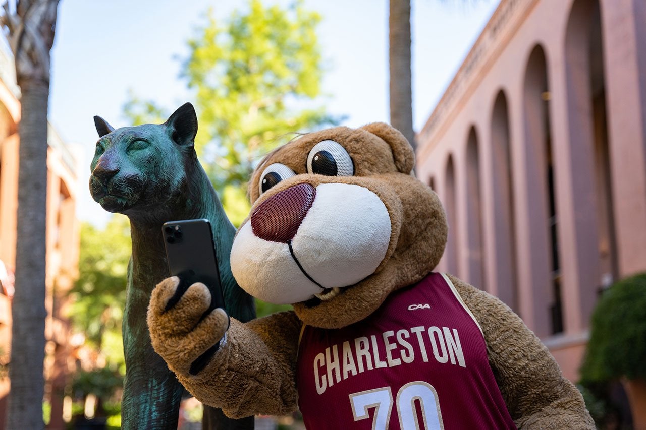 clyde the cougar takes a selfie