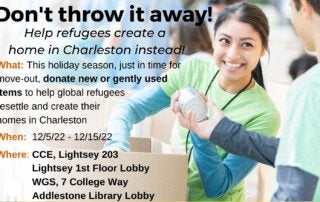 refugee supply drive flyer that says don't throw it away