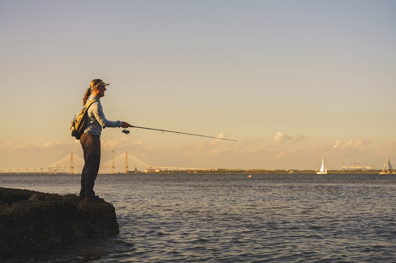 Fishing at Sunset in Charleston harbor