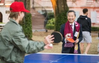 President Hsu plays ping pong