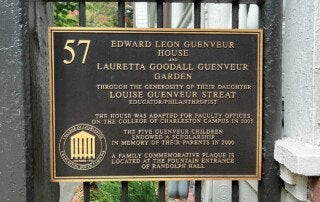 guenveur plaque talking about the history of the home and scholarship