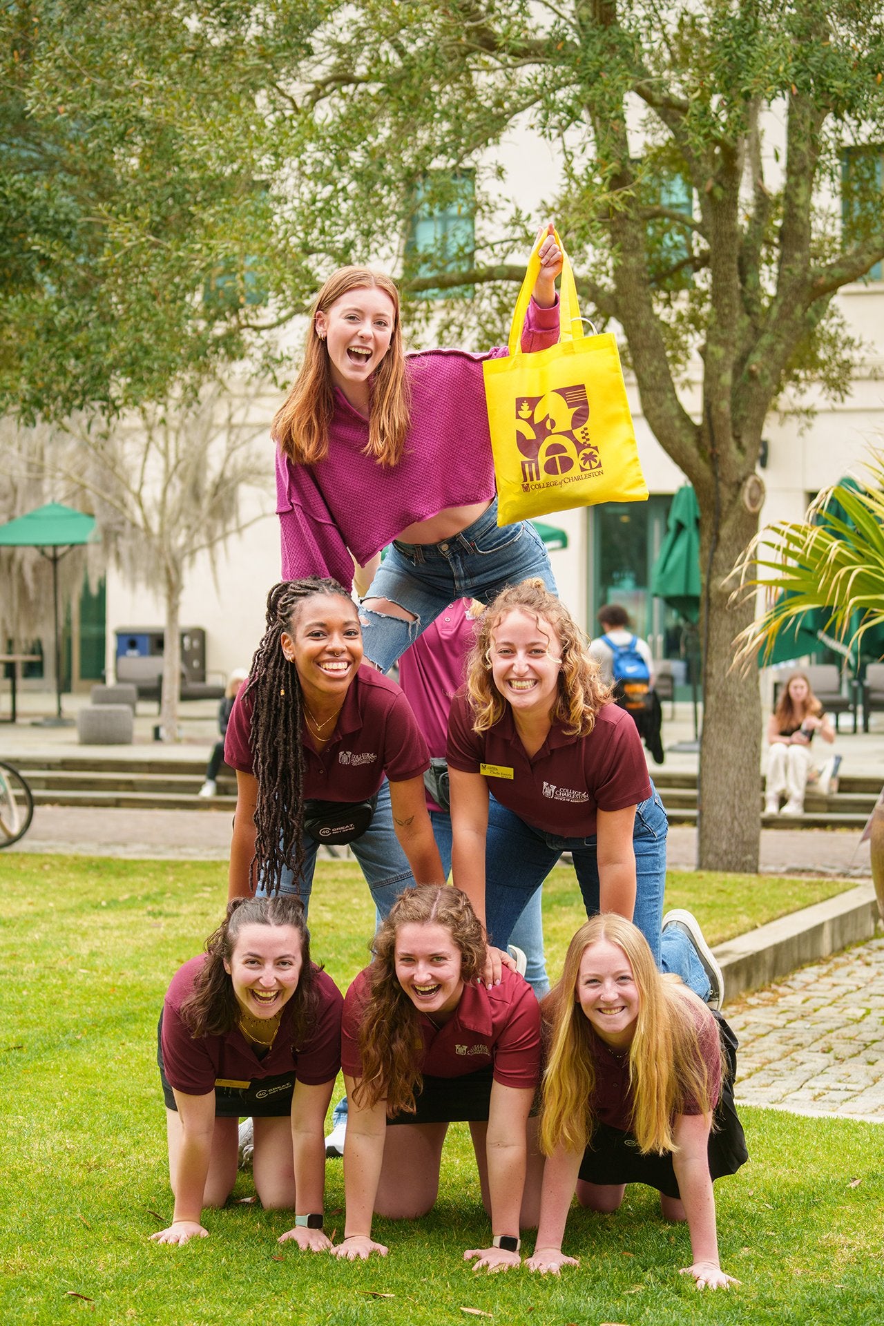 Accepted students create pyramid