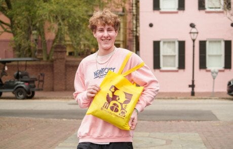 accepted student with bag
