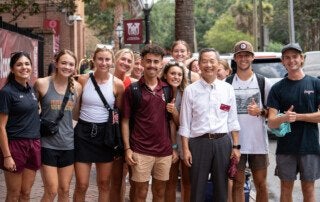 President Hsu welcomes back students to campus on move in day