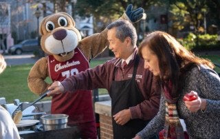Clyde and President Hsu serve up pancakes