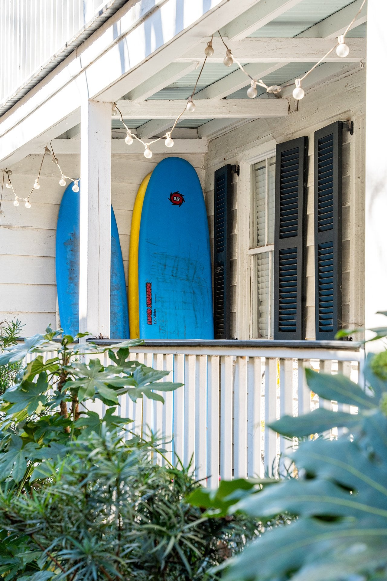 surfboards on porch
